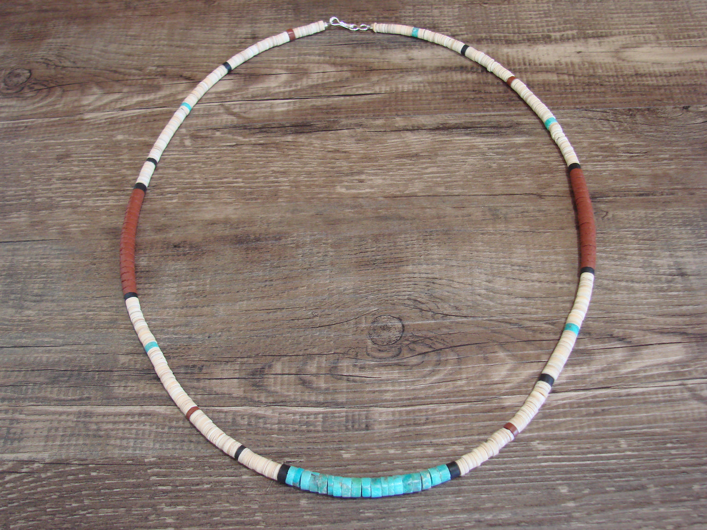 Native American 25" Santo Domingo Turquoise Heishi Necklace - Crespin