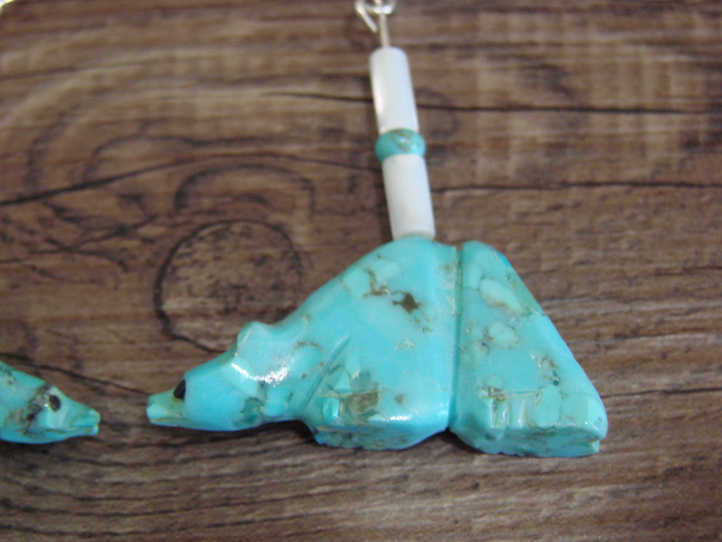 Native American Hand Carved Badger Fetish Dangle Earrings - Laate