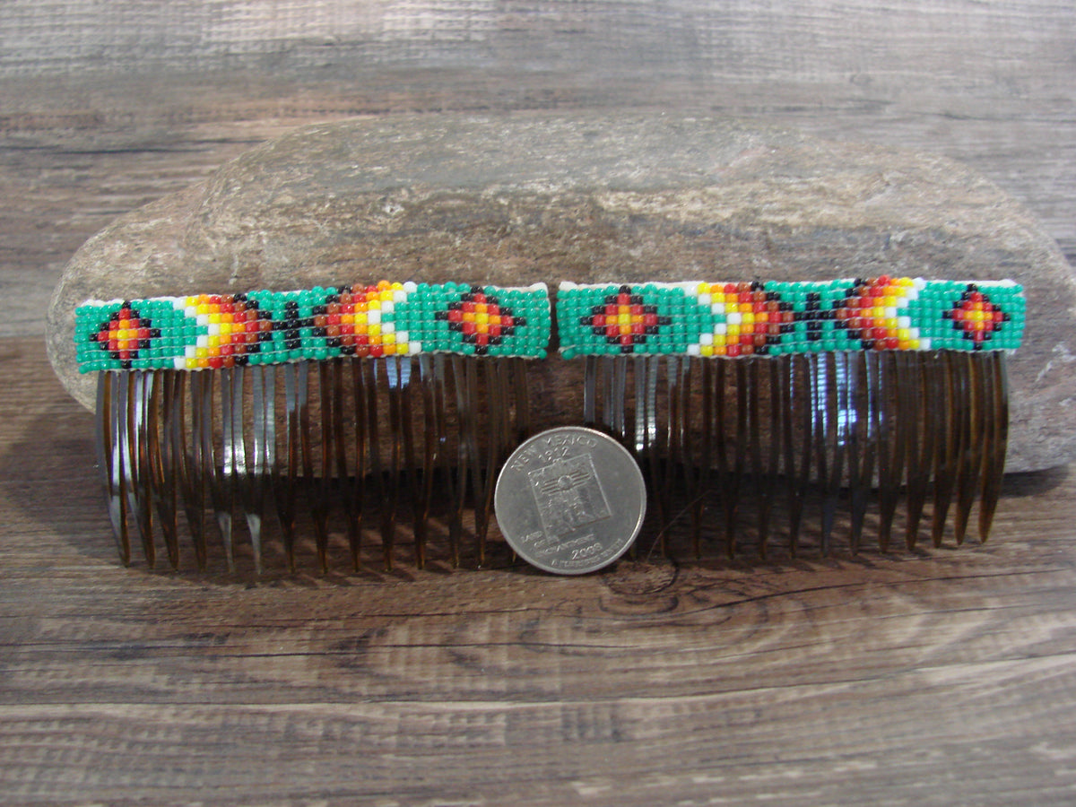 Native American Hand Beaded Hair Comb Set by Cleveland