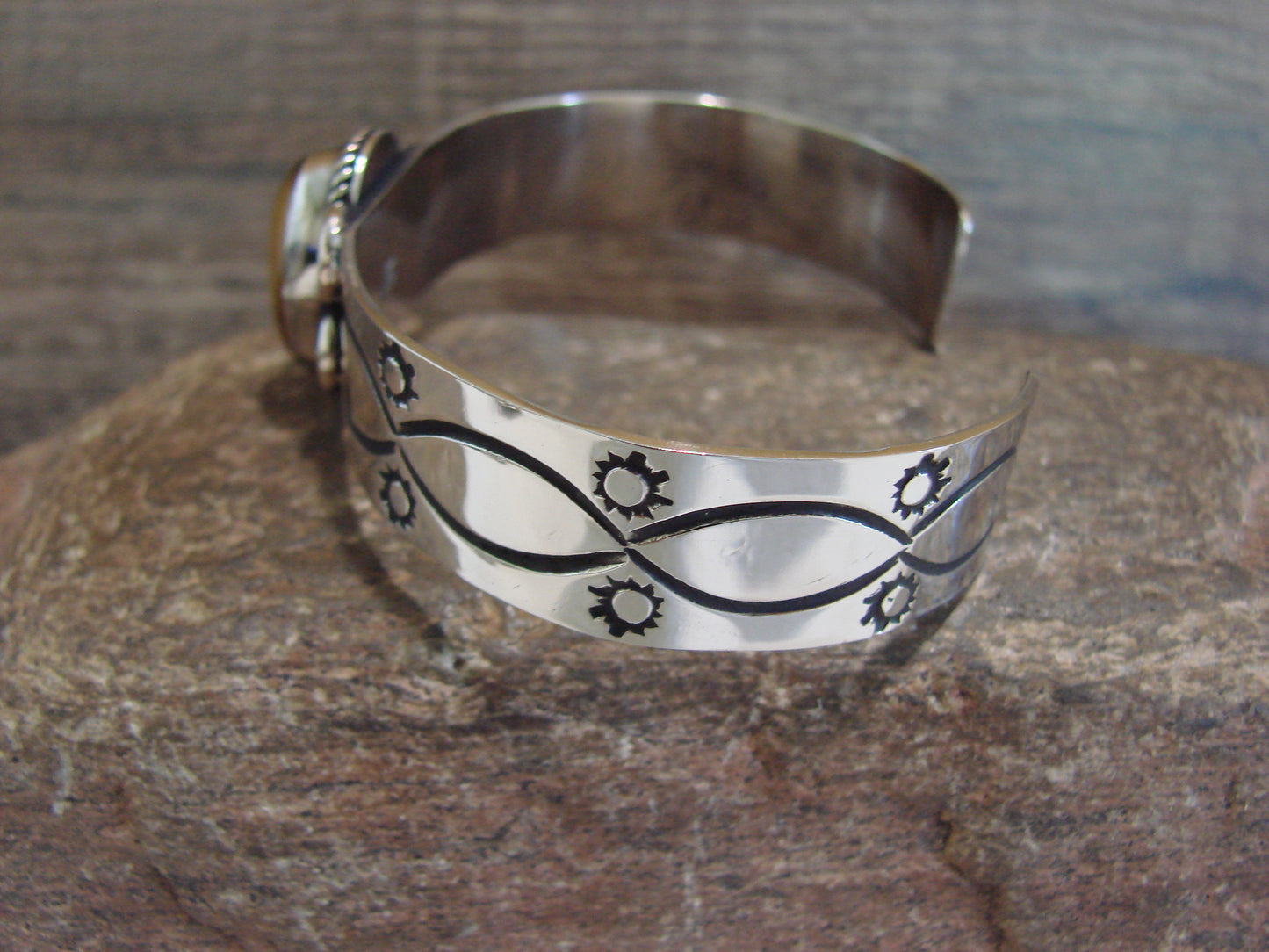 Navajo Indian Nickel Silver & Tiger Eye Bracelet by Cleveland