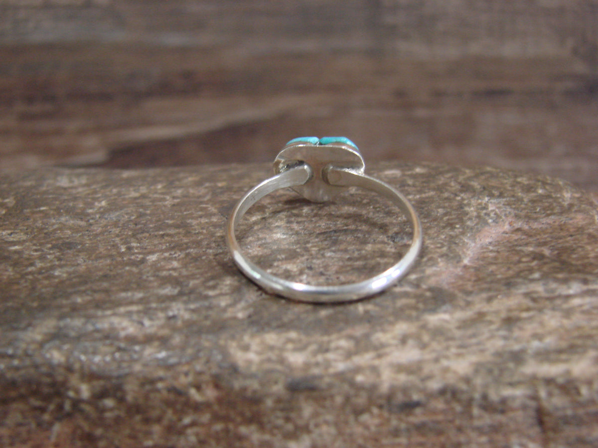 Native American Sterling Silver & Turquoise Inlay Heart Ring Size 6 - Chavez