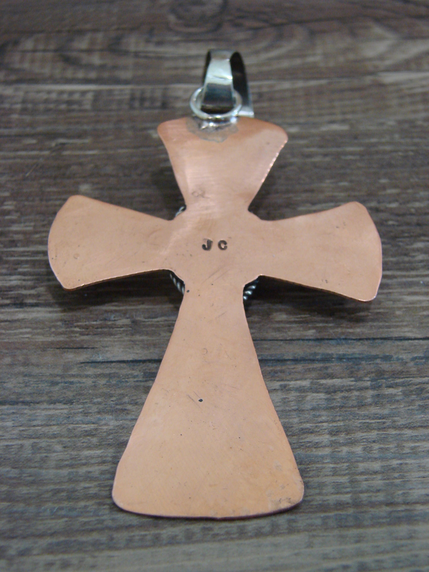 Native American Copper & Turquoise Cross Pendant by Cleveland