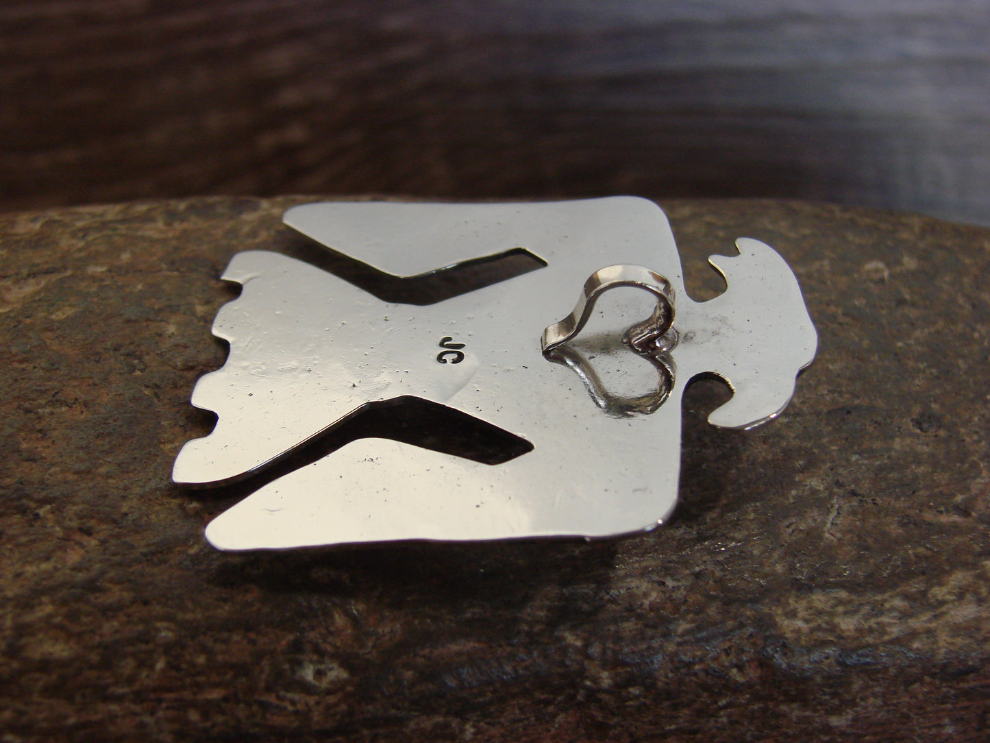 Native American Nickel Silver & Onyx Parrot Pendant - Cleveland