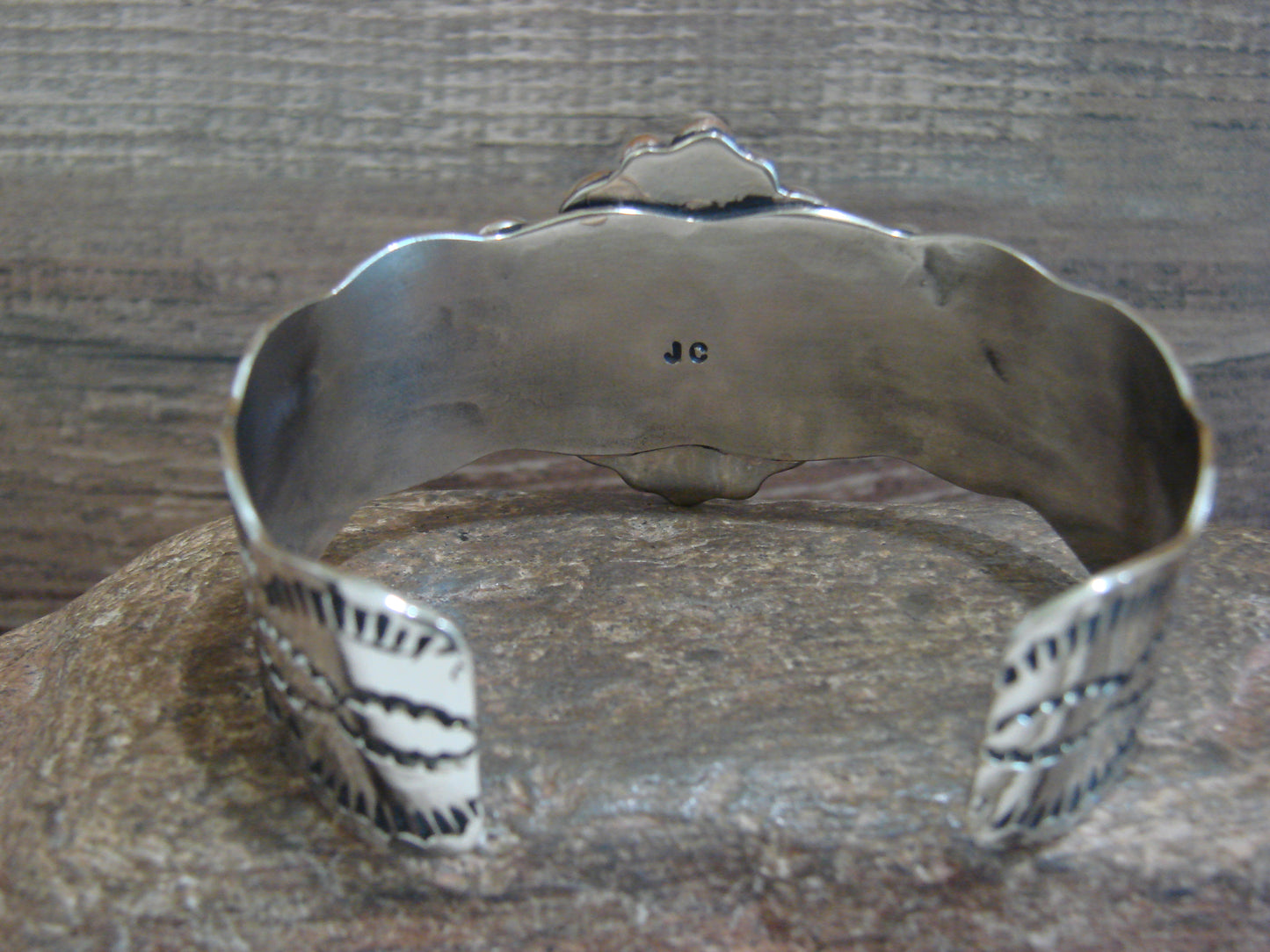Native American Nickel Silver & Turquoise Bracelet by Cleveland