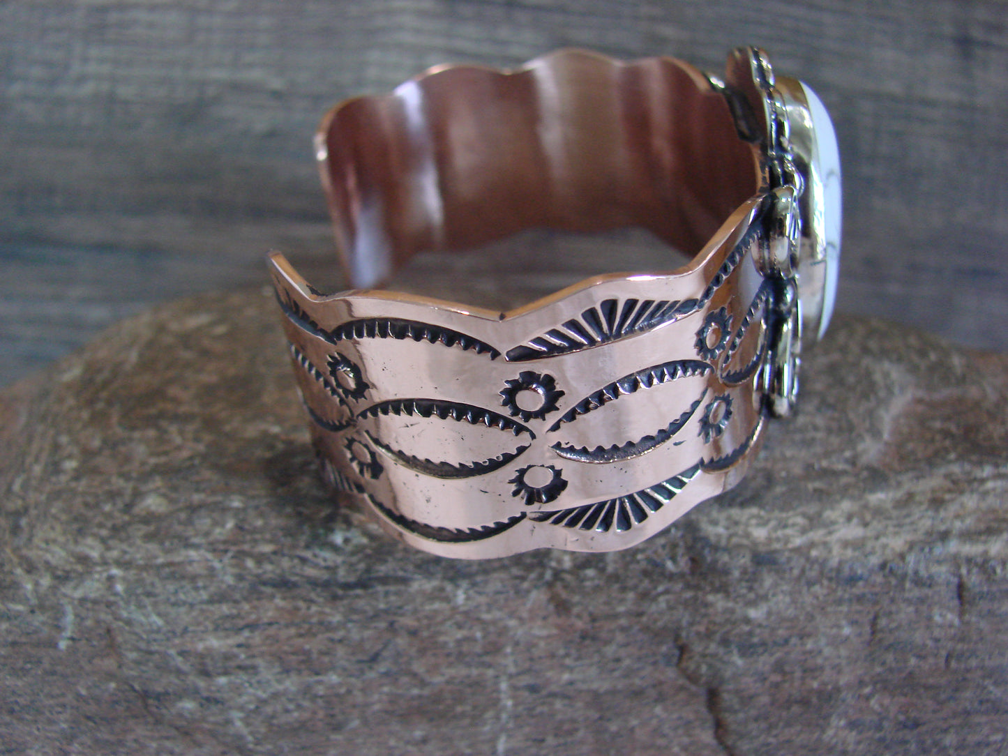 Navajo Indian Copper & Howlite Bracelet by Cleveland