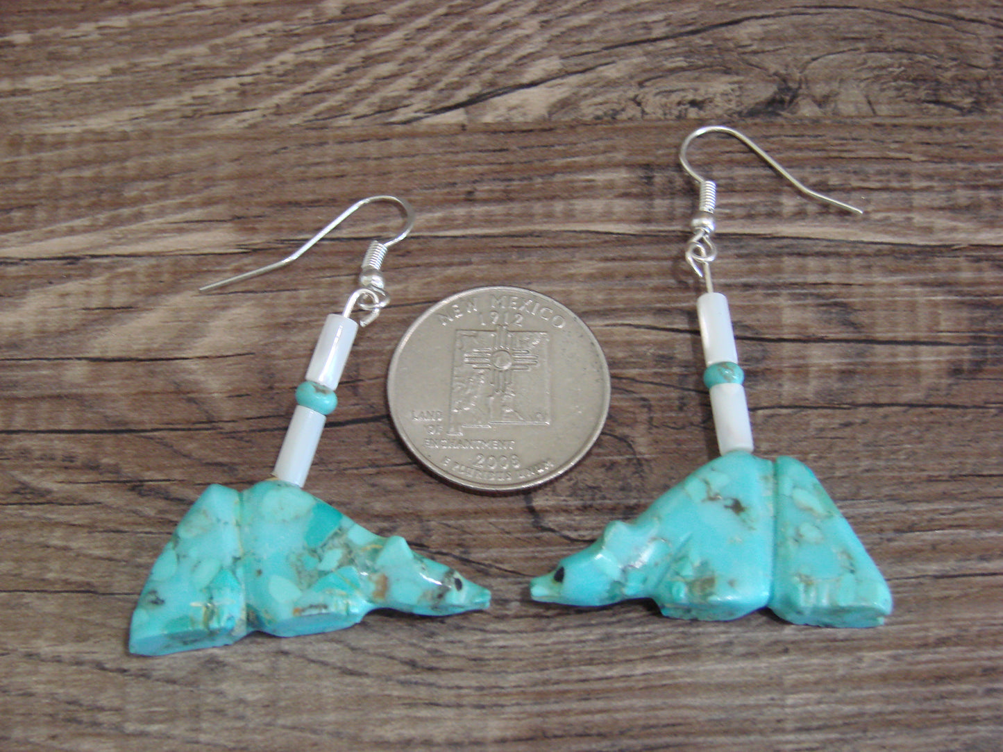 Native American Hand Carved Badger Fetish Dangle Earrings - Laate