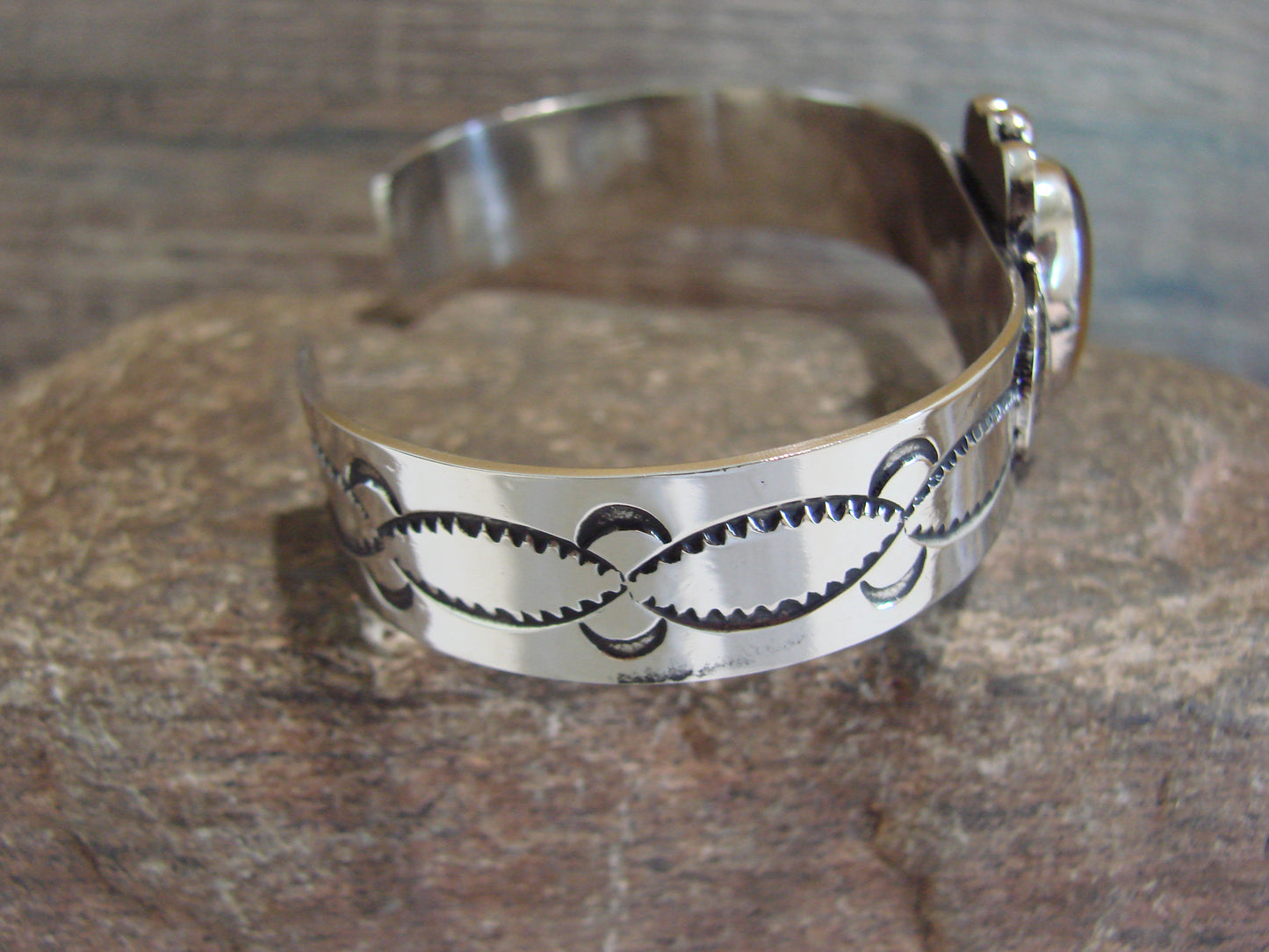 Navajo Indian Nickel Silver & Tiger Eye Bracelet by Cleveland