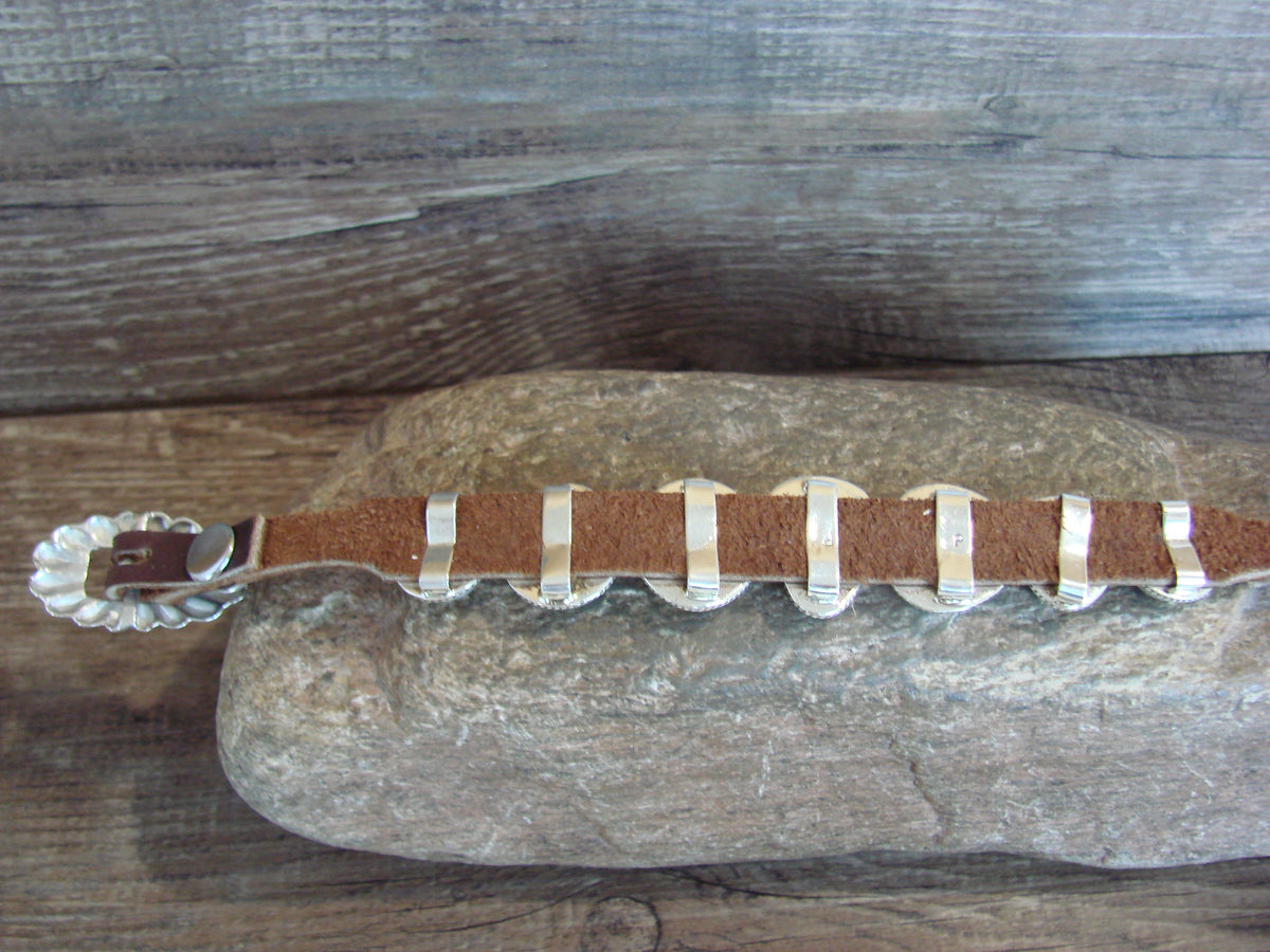 Native American Sterling Silver & Turquoise Row Bracelet by Platero