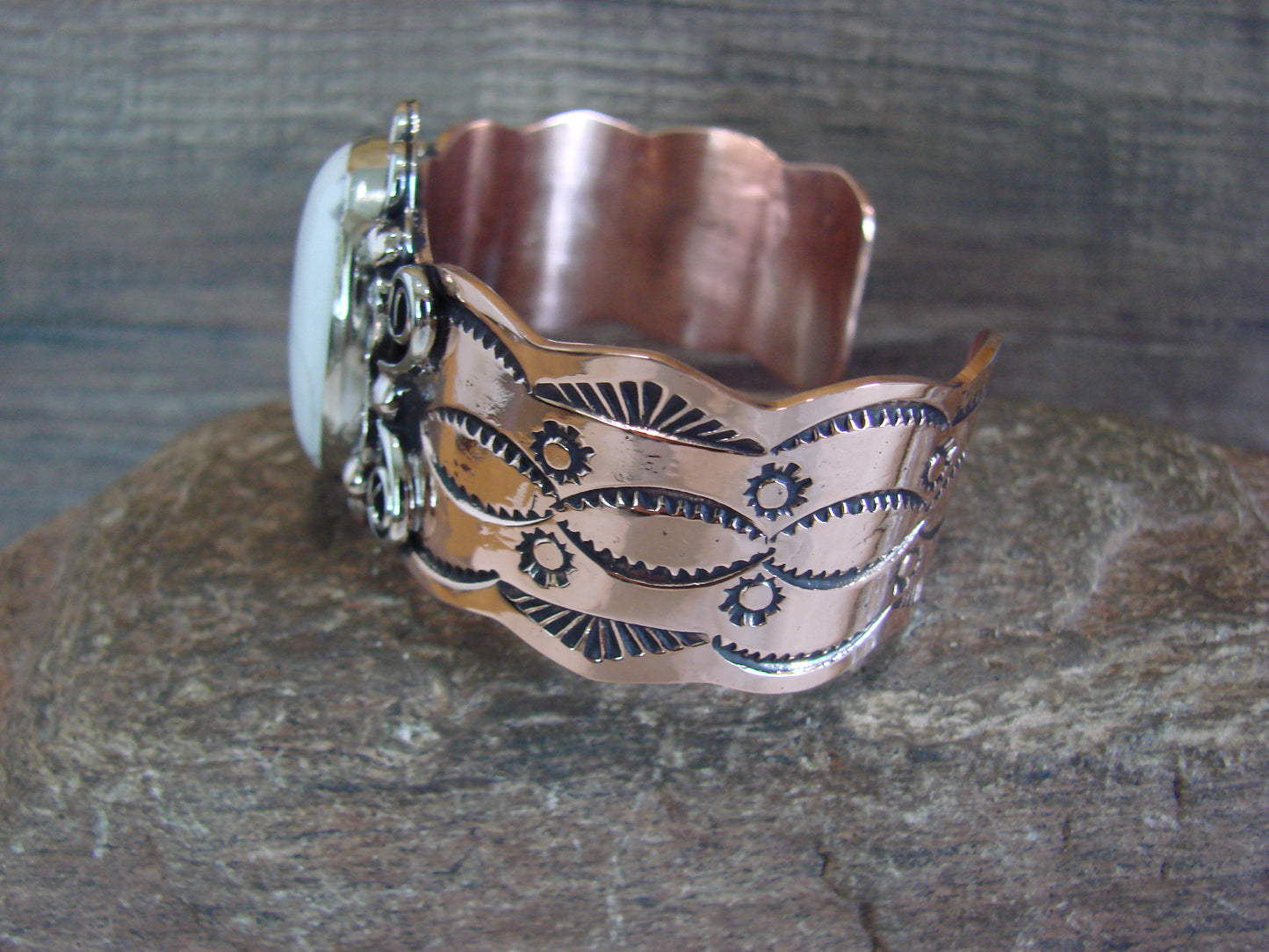 Navajo Indian Copper & Howlite Bracelet by Cleveland