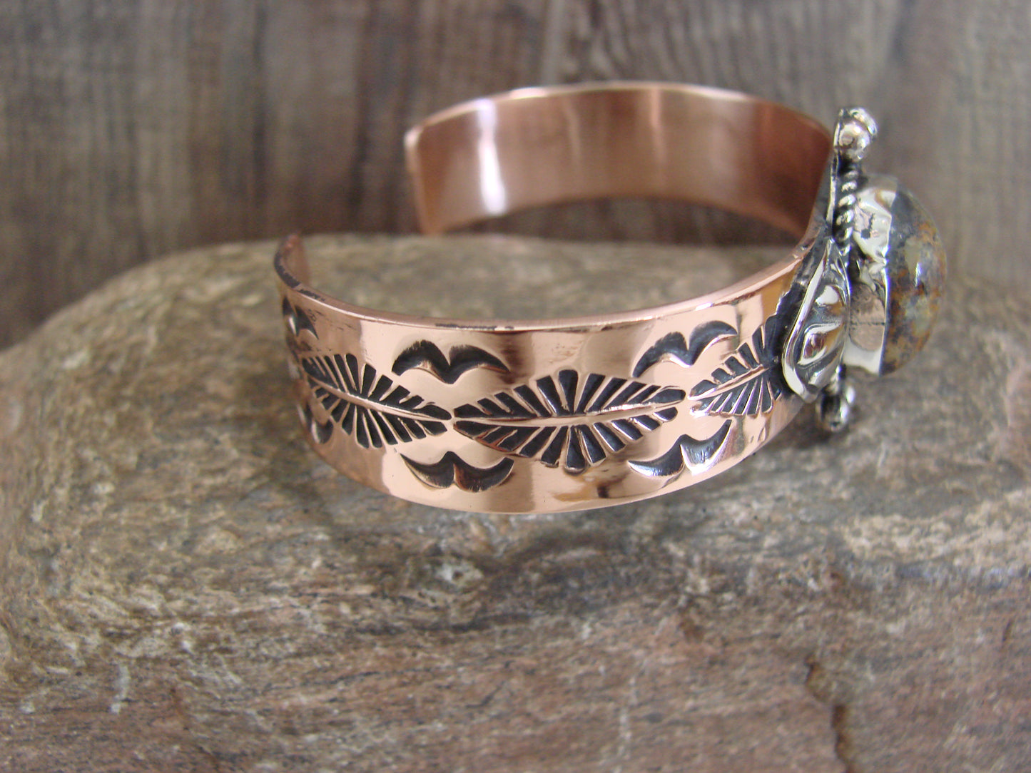 Native American Copper & Turquoise Bracelet by Cleveland