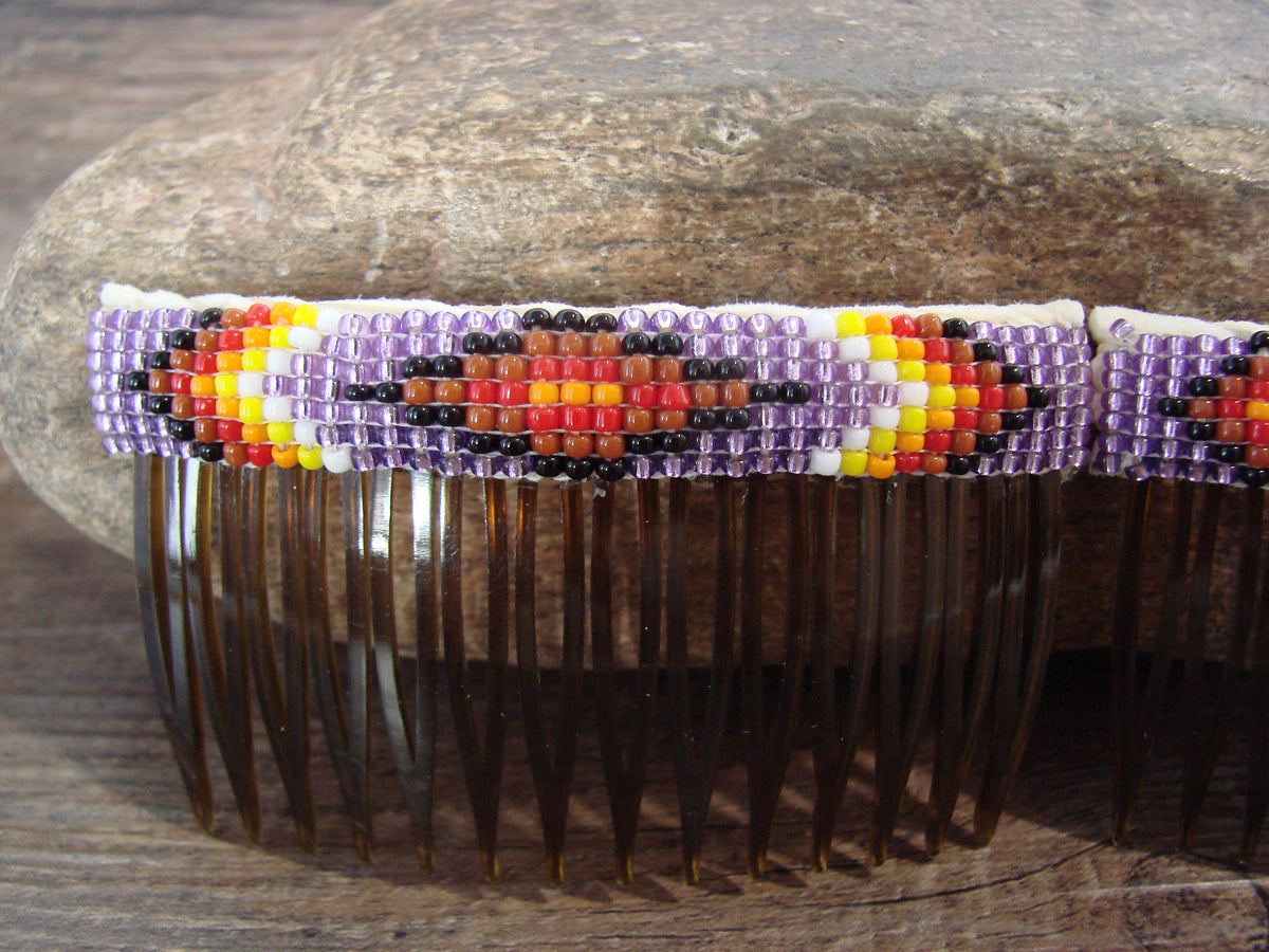 Native American Hand Beaded Hair Comb Set by Cleveland