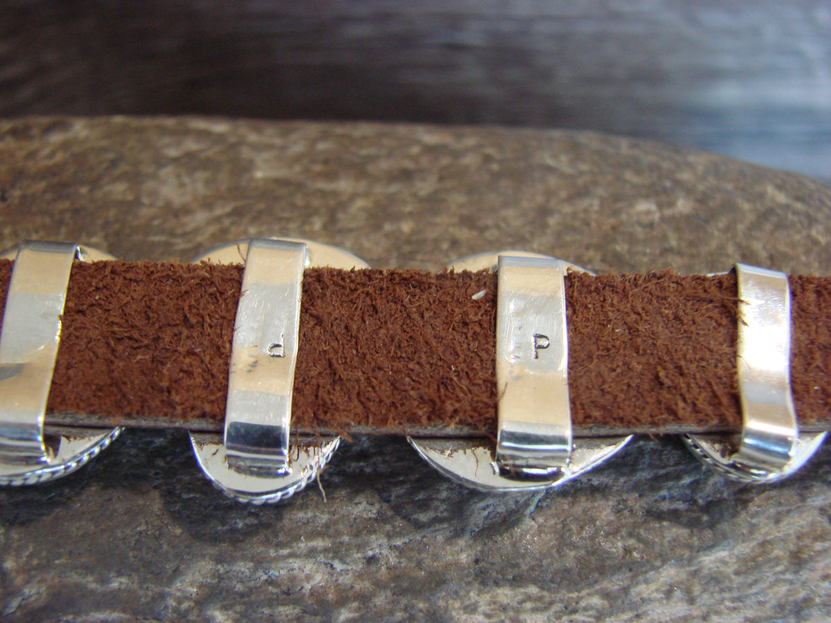Native American Sterling Silver & Turquoise Row Bracelet by Platero
