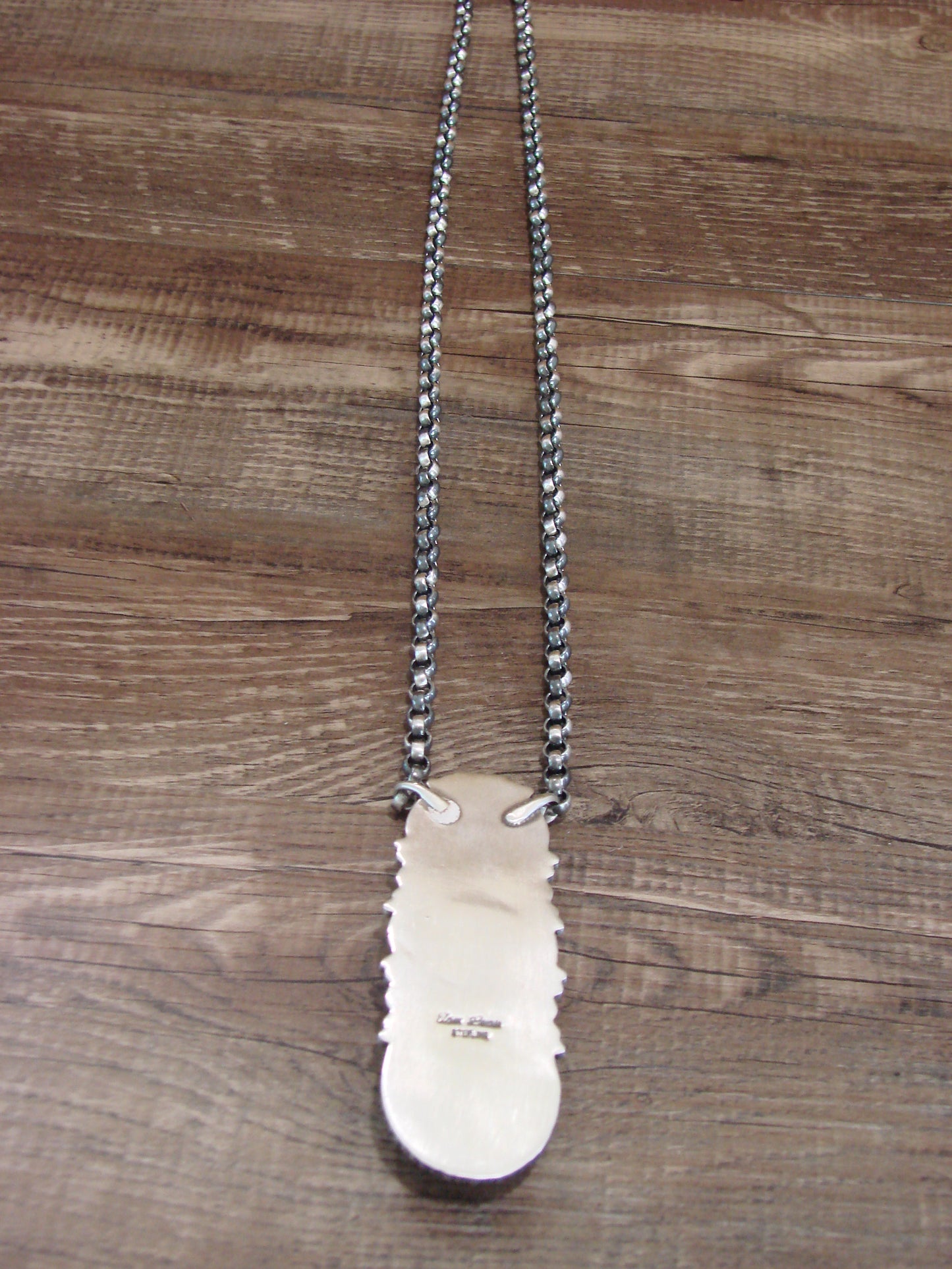 Native American 24" Sterling Silver & Kingman Turquoise Link Necklace - Lewis