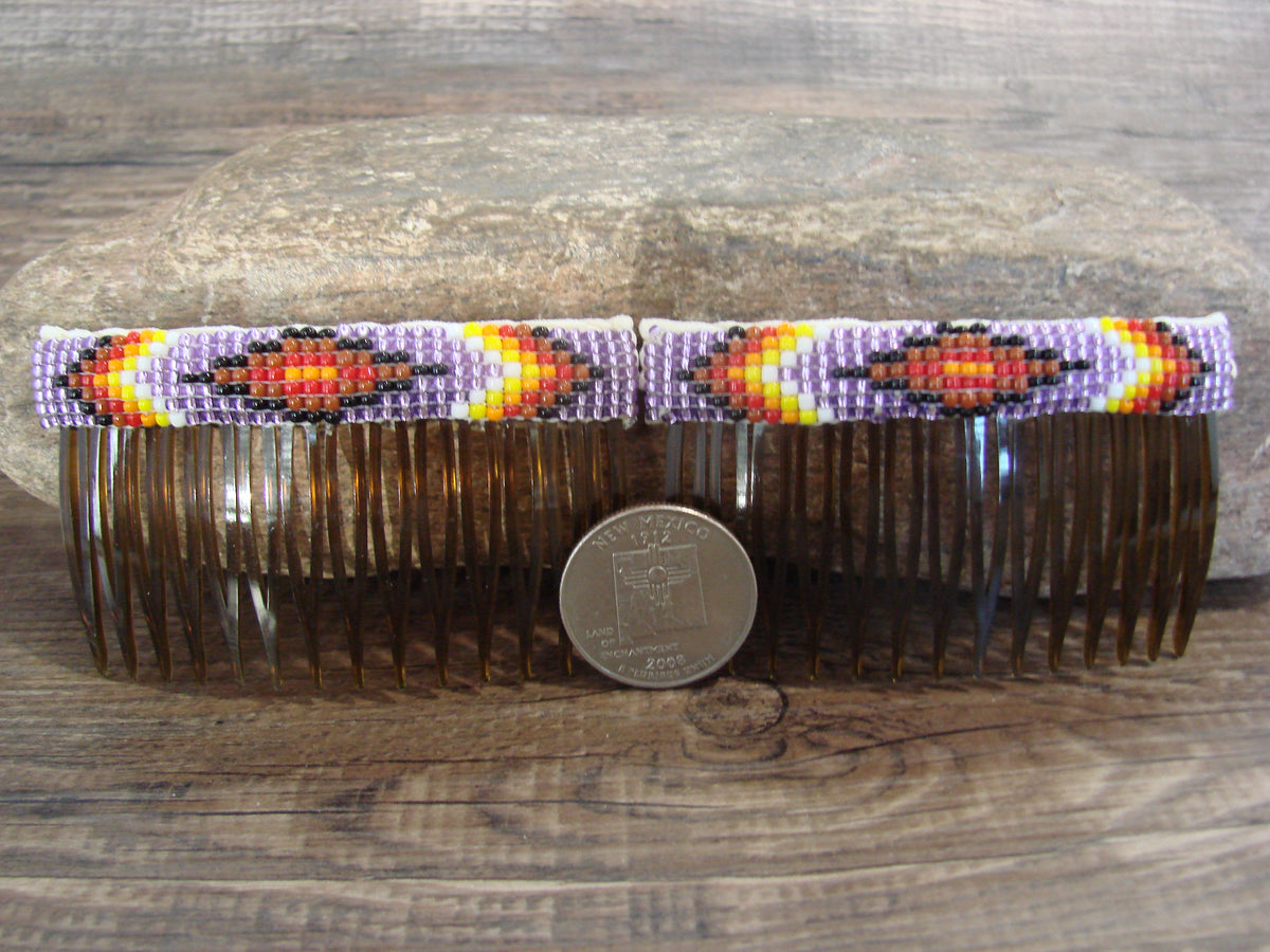 Native American Hand Beaded Hair Comb Set by Cleveland