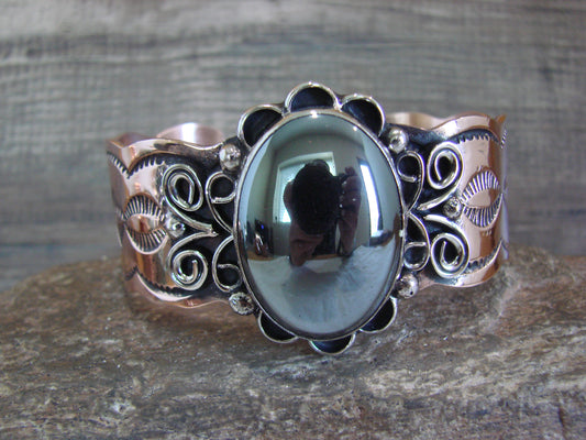 Navajo Indian Copper & Hematite Bracelet by Cleveland