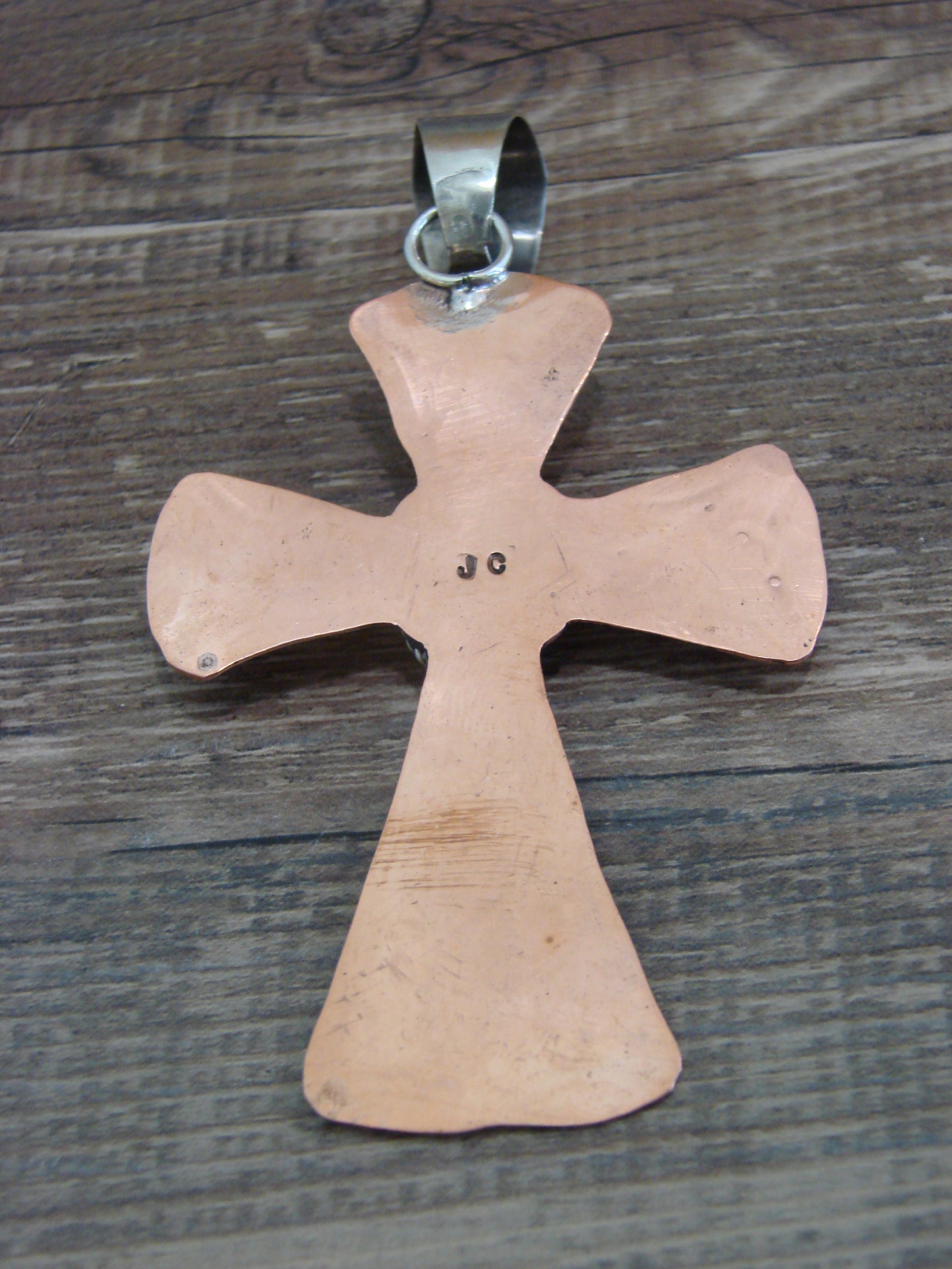 Native American Copper & Turquoise Cross Pendant by Cleveland