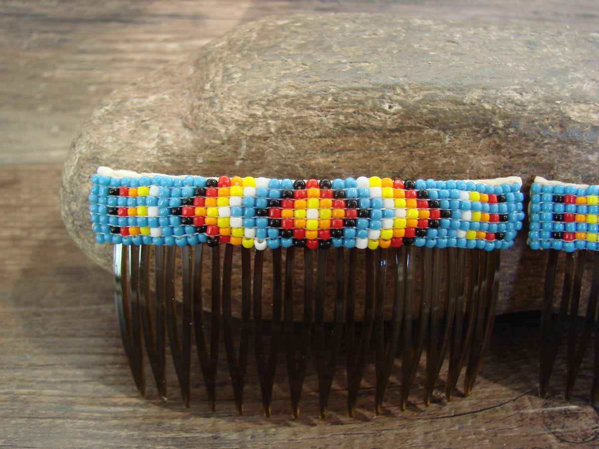 Native American Hand Beaded Hair Comb Set by Cleveland