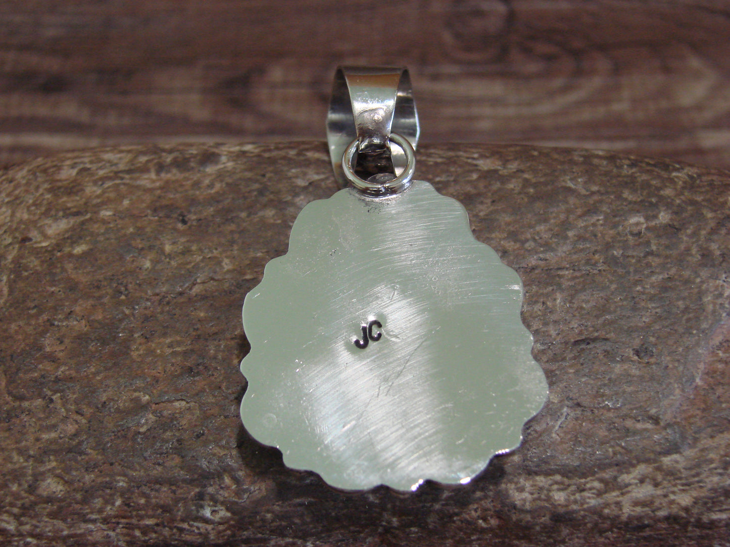 Native American Navajo Nickel Silver & Turquoise Pendant - Cleveland