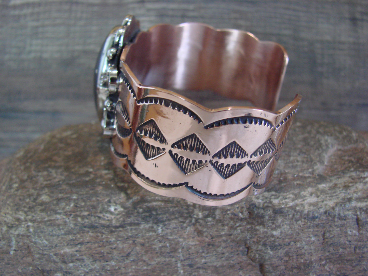 Navajo Indian Copper & Hematite Bracelet by Cleveland