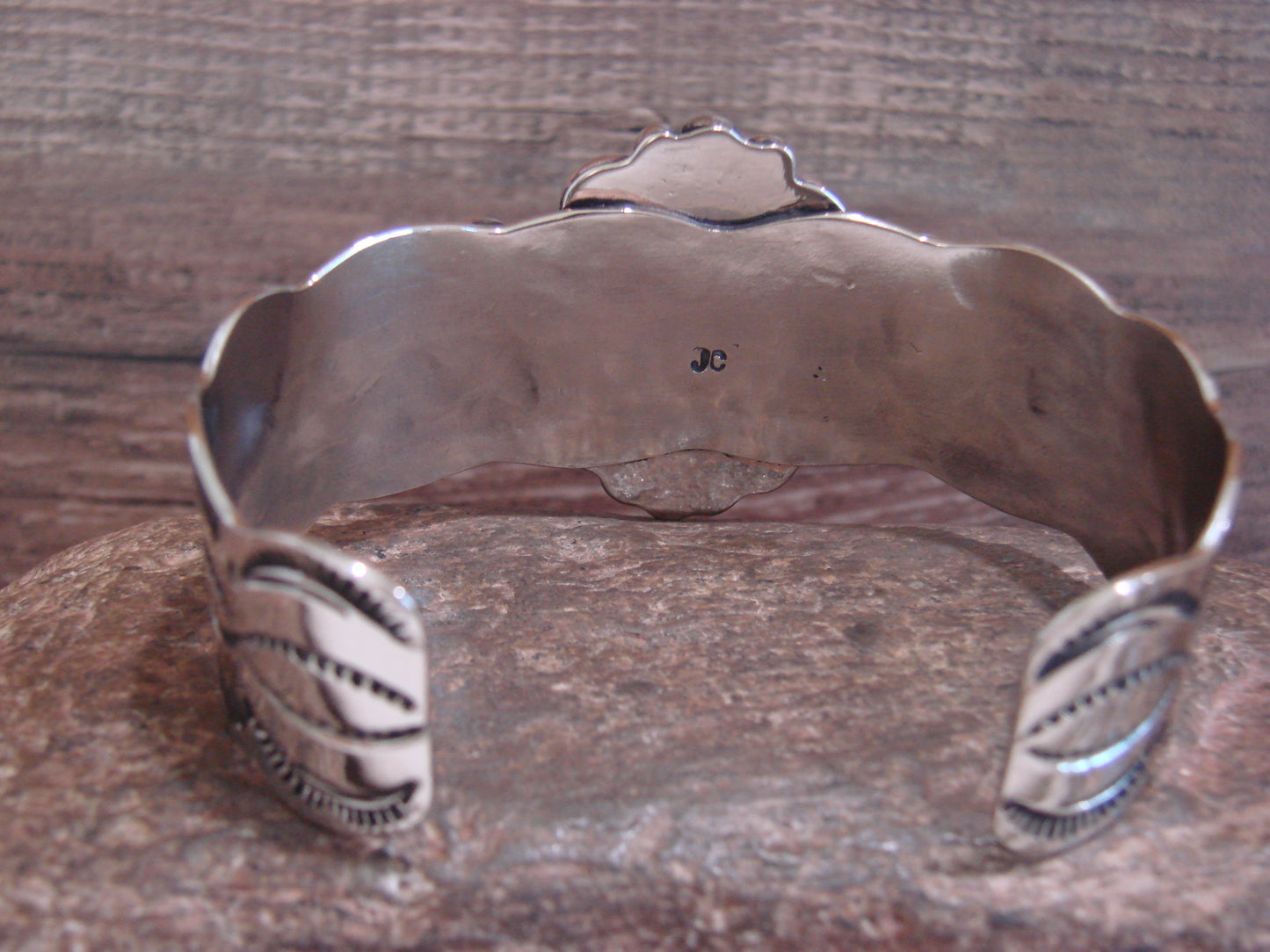Native American Nickel Silver & Turquoise Bracelet by Cleveland