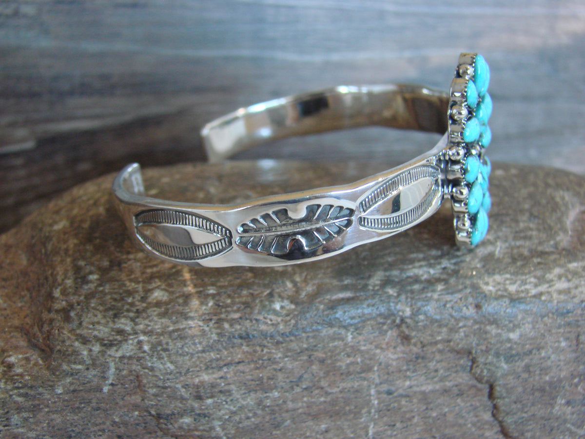 Native American Sterling Silver & Turquoise Cluster Bracelet by Belin