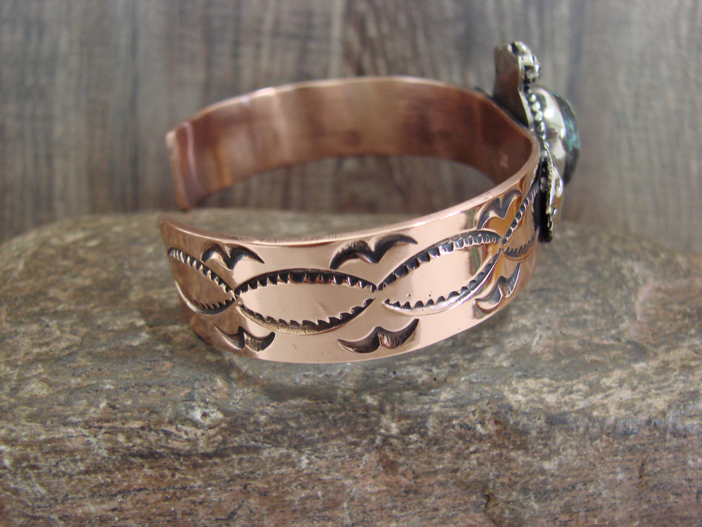 Native American Copper & Turquoise Bracelet by Cleveland