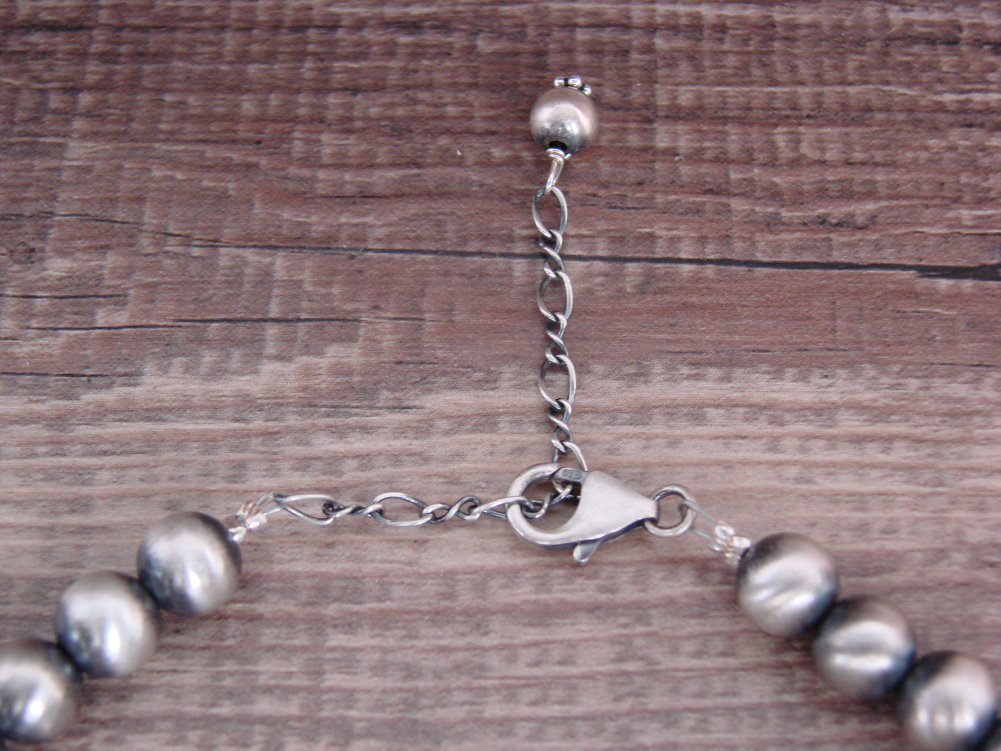 Native American Sterling Silver 8mm Adjustable Navajo Pearl Necklace - Mariano