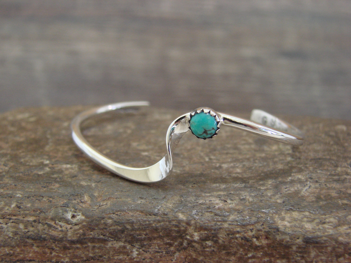 Native American Sterling Silver & Turquoise Child Bracelet -Skeets