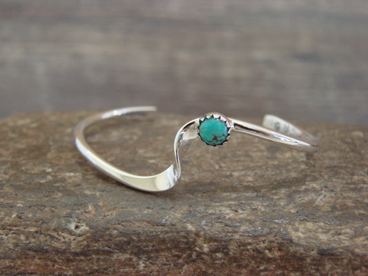 Native American Sterling Silver & Turquoise Child Bracelet -Skeets