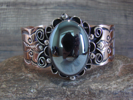 Navajo Indian Copper & Hematite Bracelet by Cleveland