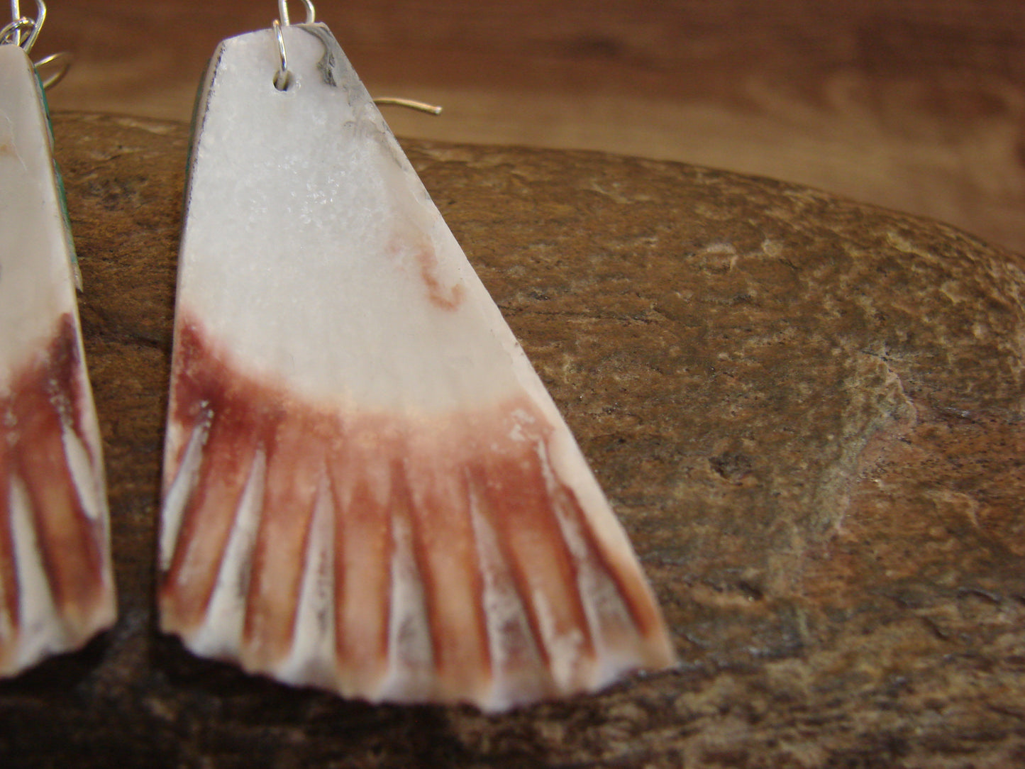 Native American Turquoise Inlay Shell Dangle Earrings - Aguilar