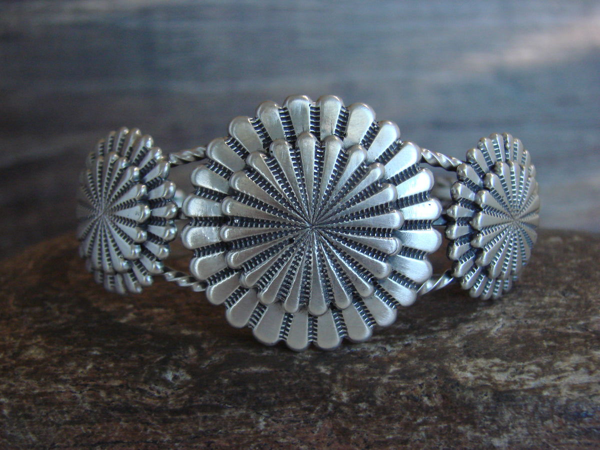 Native American Sterling Silver Concho Bracelet - Morgan