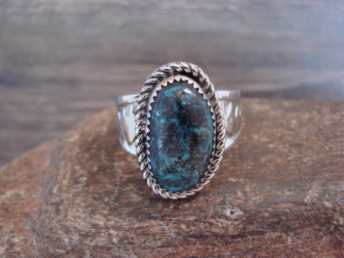 Native American Nickel Silver & Turquoise Scarf Ring by Cleveland