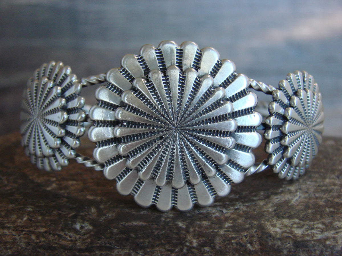 Native American Sterling Silver Concho Bracelet - Morgan
