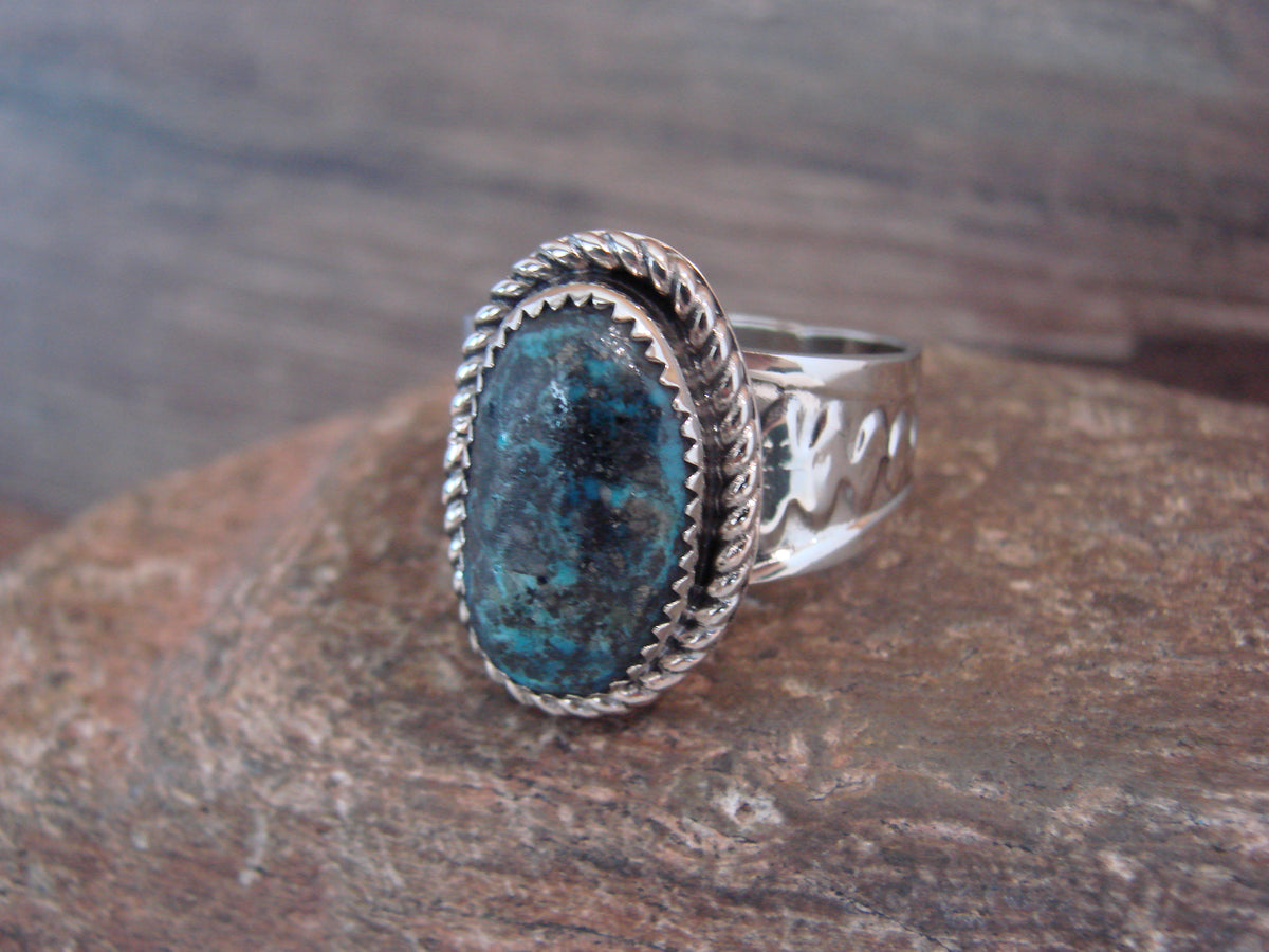 Native American Nickel Silver & Turquoise Scarf Ring by Cleveland