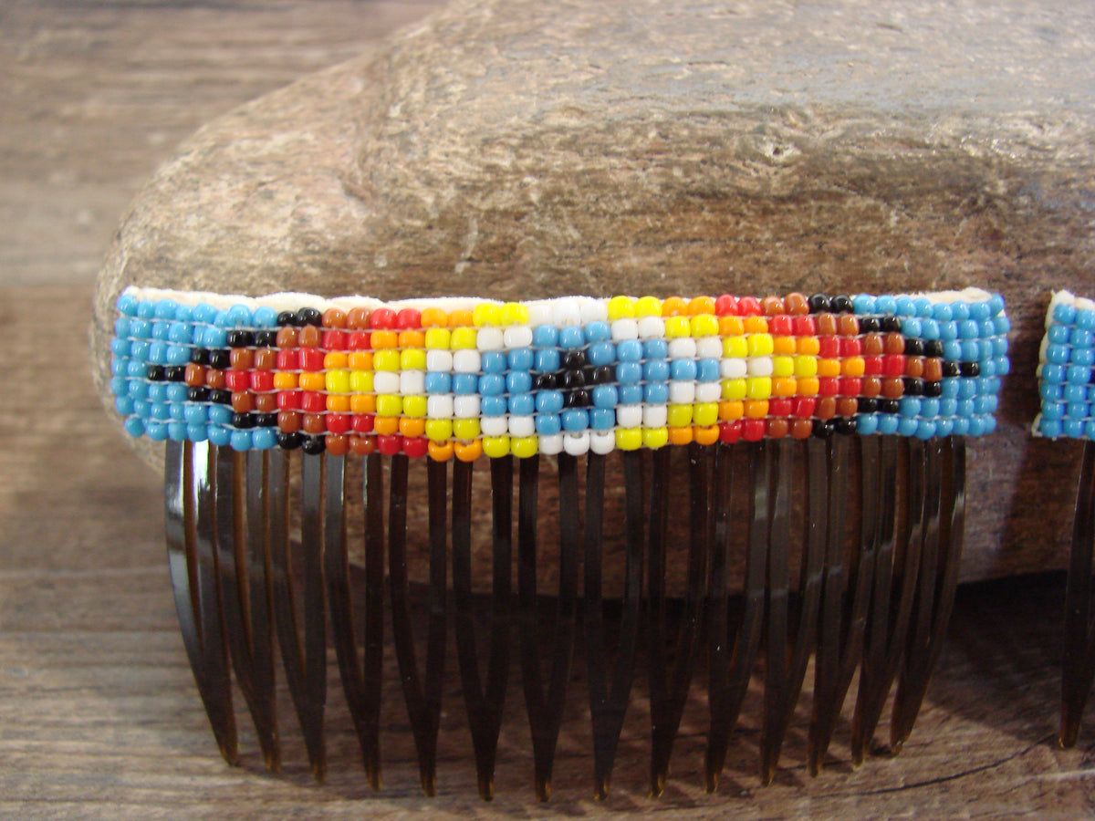 Native American Hand Beaded Hair Comb Set by Cleveland