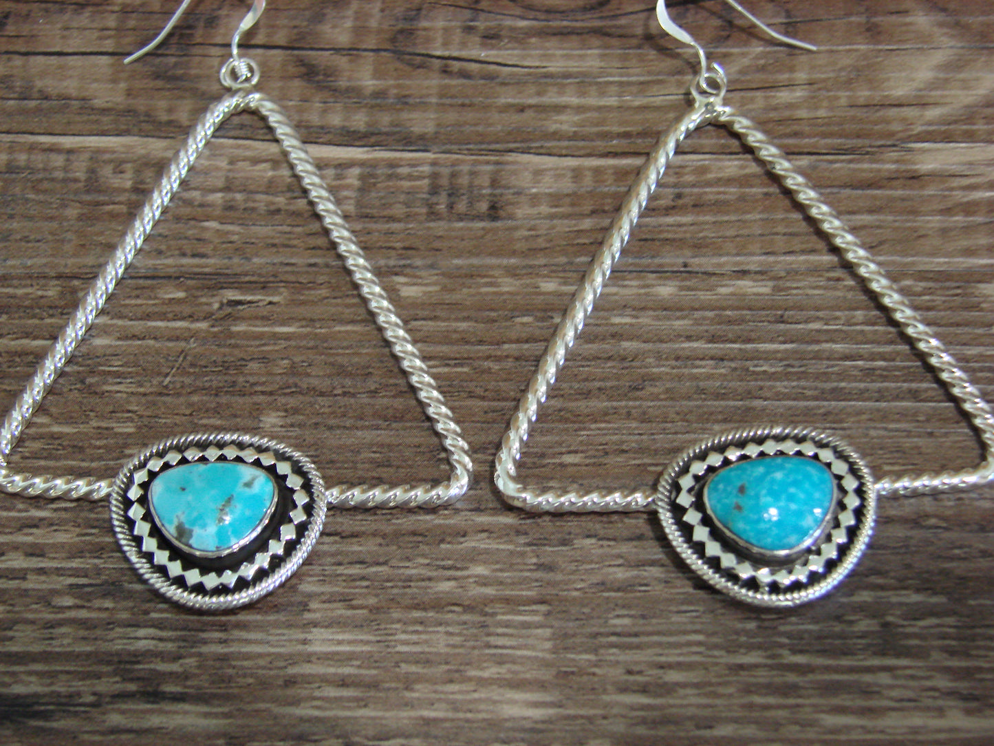 Native American Sterling Silver & Turquoise Dangle Earrings - Jack