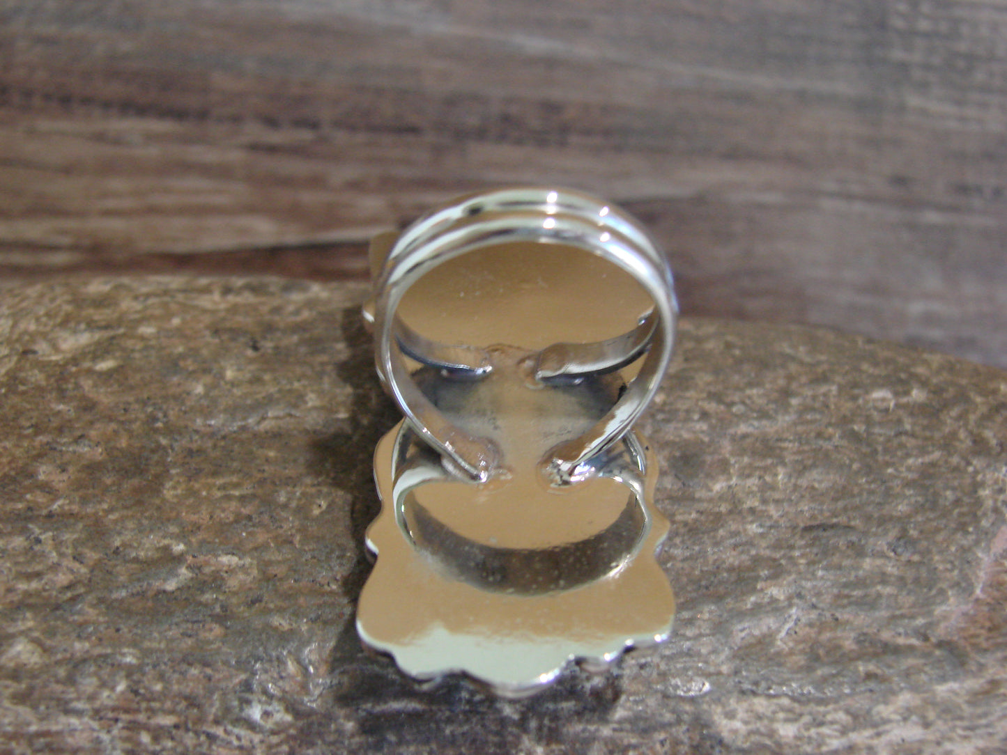 Native American Nickel Silver & Turquoise Ring by Cleveland - Size 10