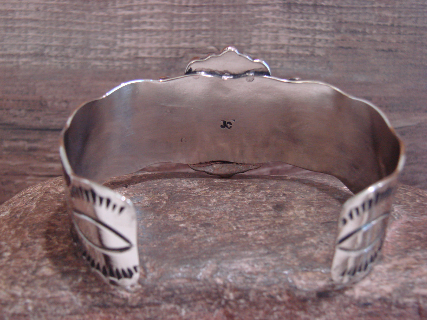 Native American Nickel Silver & Turquoise Bracelet by Cleveland