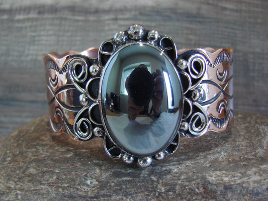 Navajo Indian Copper & Hematite Bracelet by Cleveland