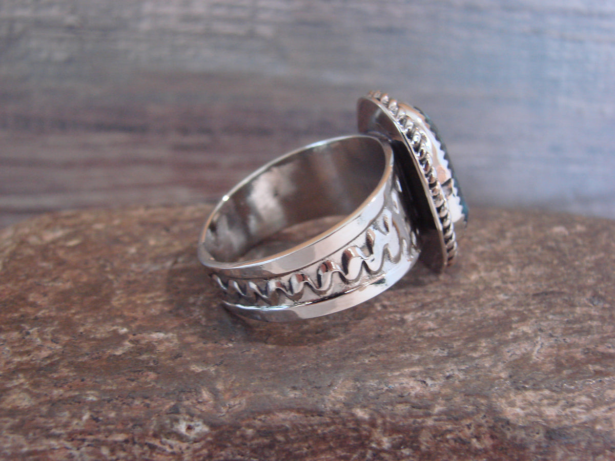 Native American Nickel Silver & Turquoise Scarf Ring by Cleveland
