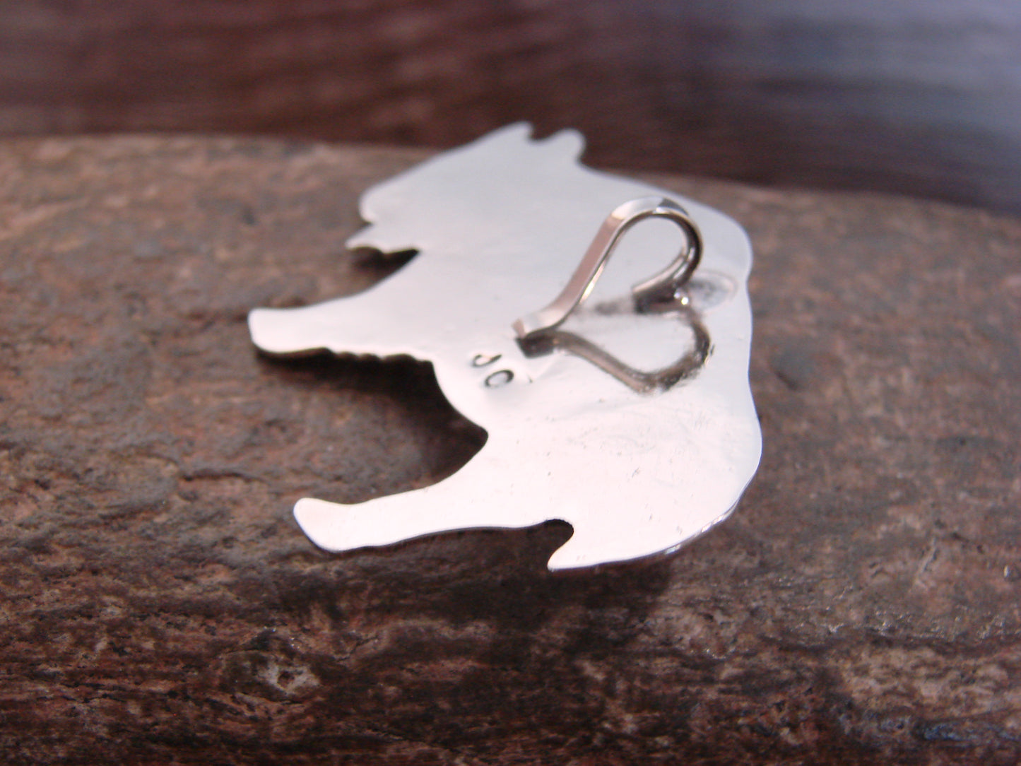 Native American Nickel Silver & Onyx Buffalo Pendant - Cleveland