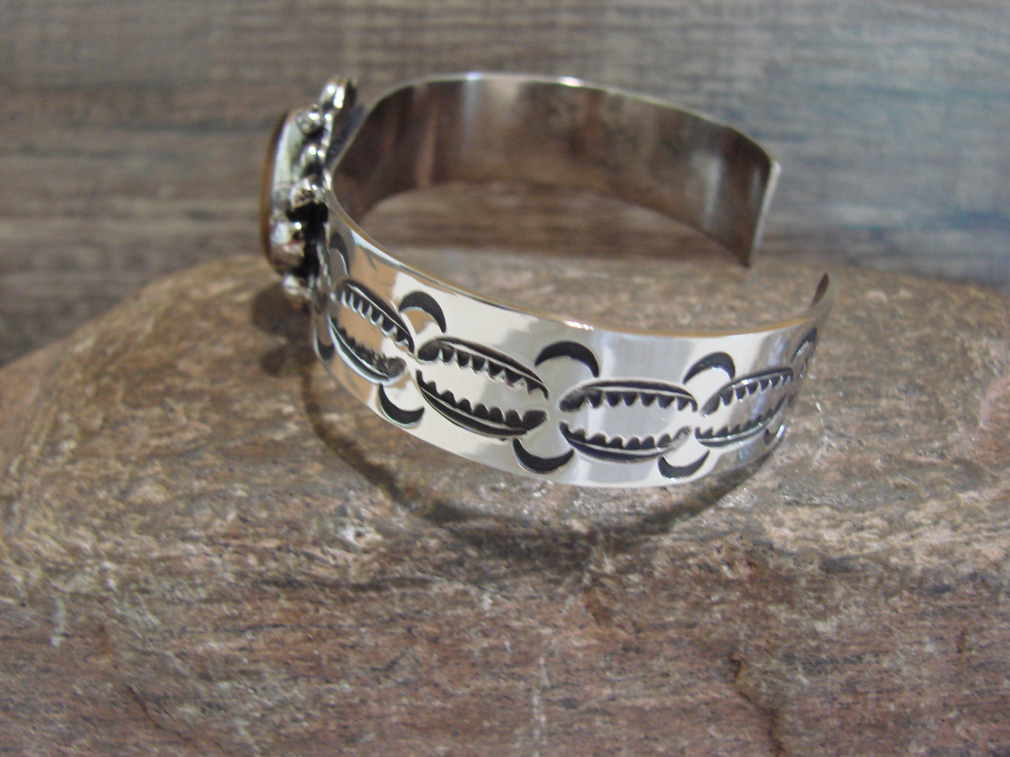 Navajo Indian Nickel Silver & Tiger Eye Bracelet by Cleveland