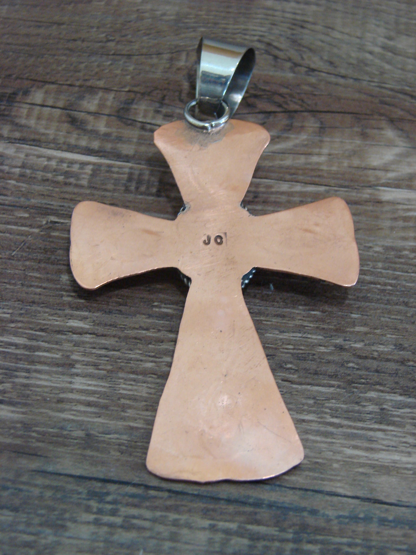 Native American Copper & Turquoise Cross Pendant by Cleveland