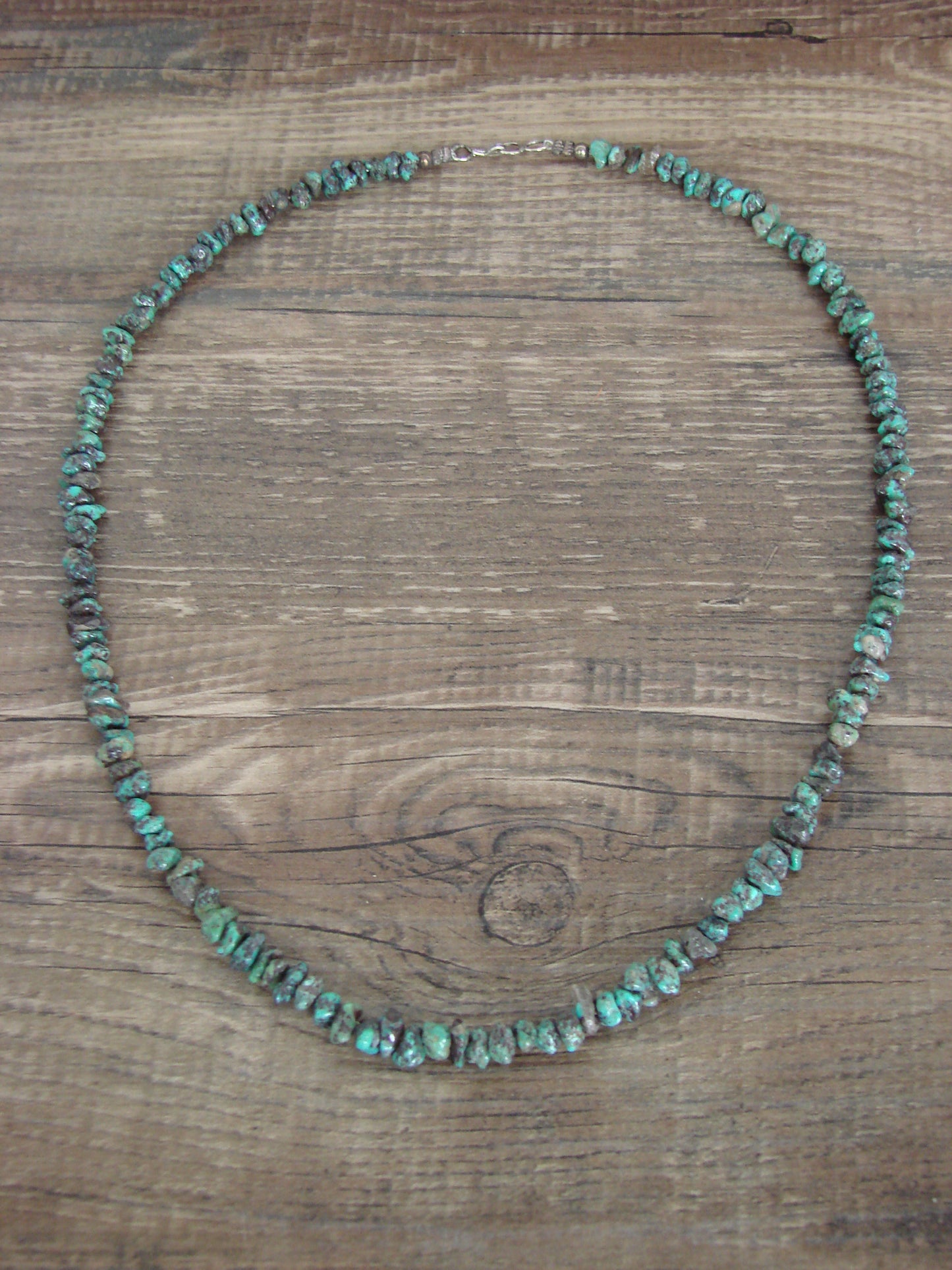 Native American Sterling Silver 17" Turquoise Nugget Stone Necklace by Coriz