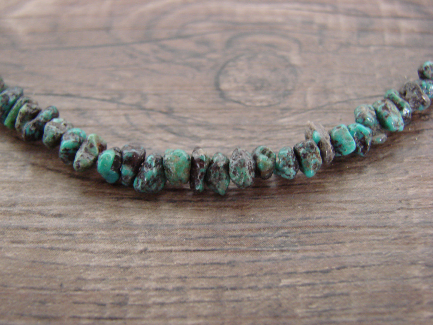 Native American Sterling Silver 17" Turquoise Nugget Stone Necklace by Coriz