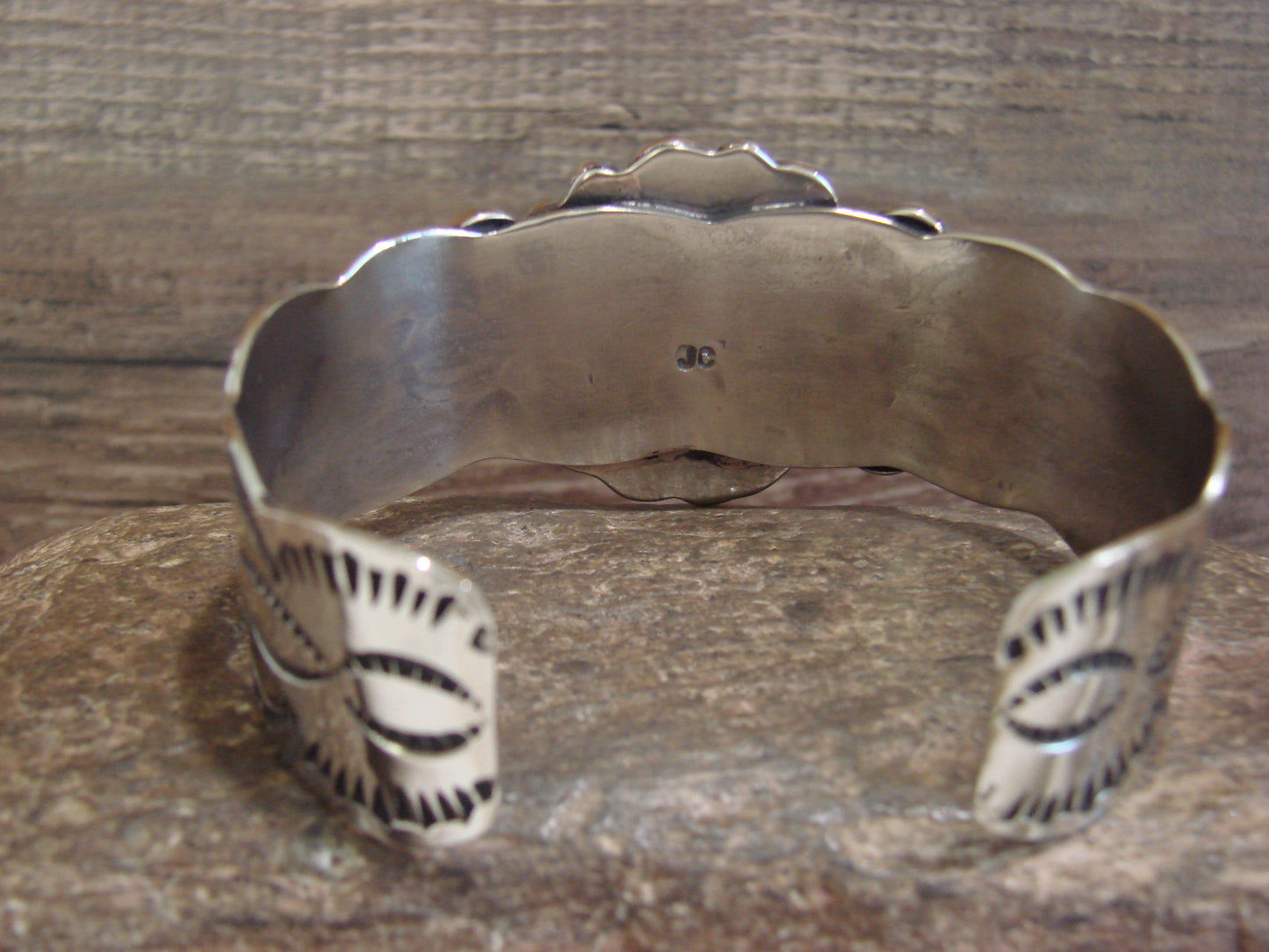 Native American Nickel Silver & Turquoise Bracelet by Cleveland