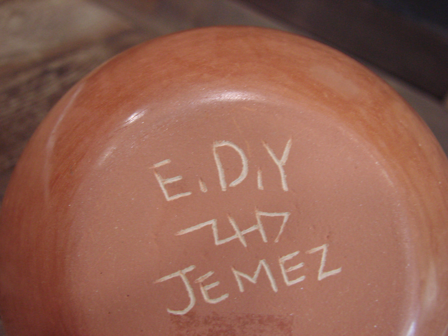 Native American Jemez Clay Hand Coiled Pottery Signed E.D.Y.