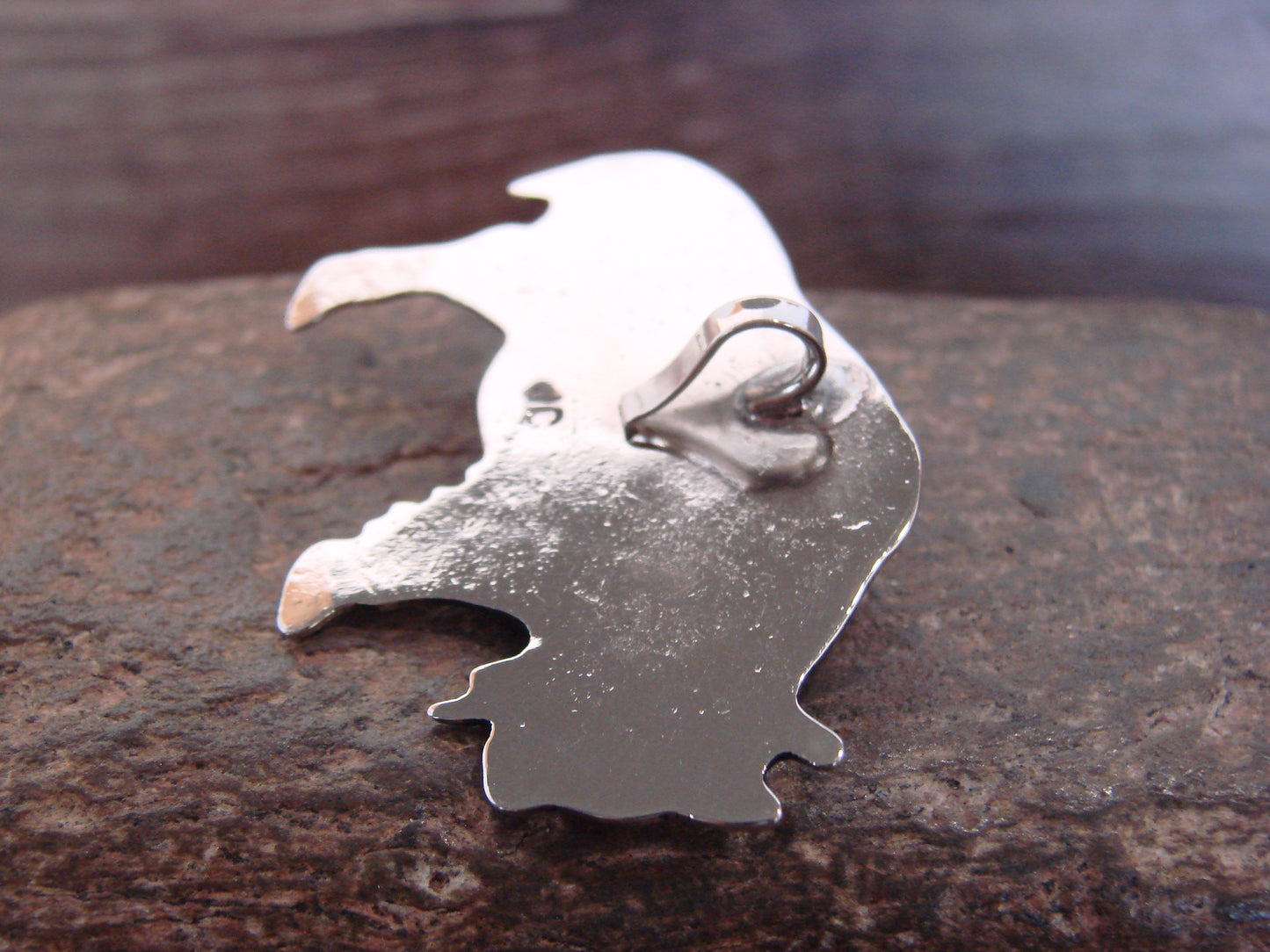 Native American Nickel Silver & Turquoise Buffalo Pendant - Cleveland