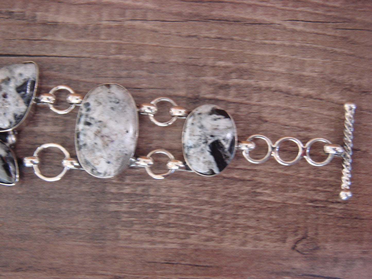 Native American Sterling Silver White Buffalo Turquoise Butterfly Link Bracelet -Cayaditto